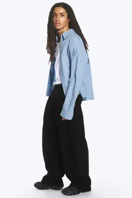 Pantalon de jogging ample à plis - Noir foncé — photo 3