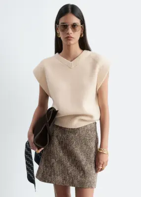 Mini-jupe texturée - Beige chiné — photo 1