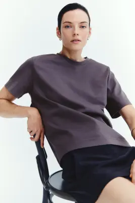 T-shirt en coton pima - Violet ancien foncé — photo 3
