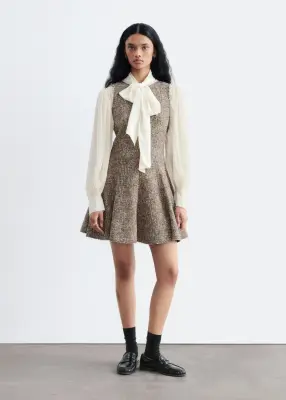 Robe courte à bords bruts - Taupe chiné — photo 1