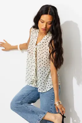 Blouse lavallière sans manches — photo 2