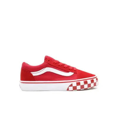 chaussures skateboard enfant vans old skool – chilli / white — photo 1