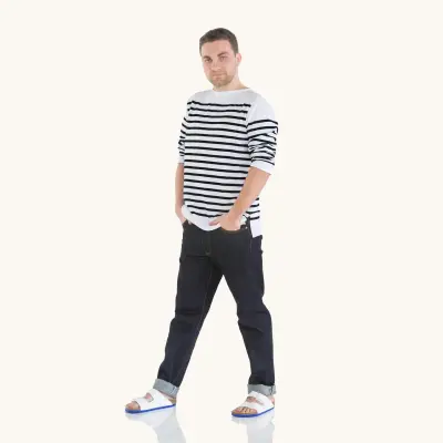 La marinière marine nationale Blanc / Noir homme — photo 1