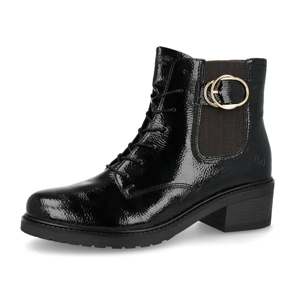 Bottines Remonte D1A72-01 Noires - Lacets Grande Pointure Femme