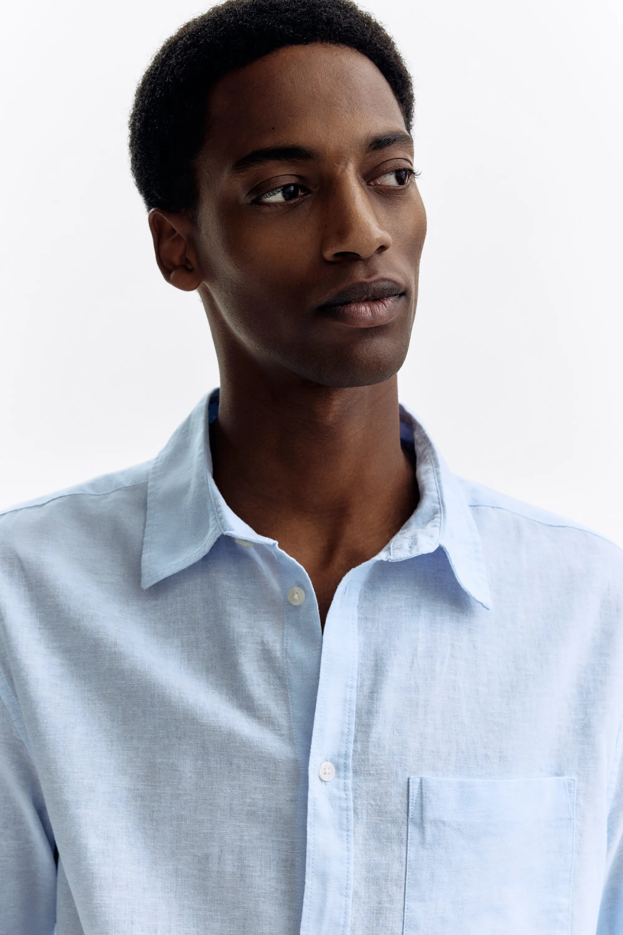 Chemise Regular Fit en lin mélangé - Bleu clair