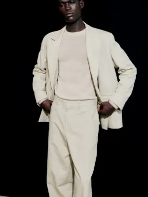 Pantalon large en coton et lin - Taupe — photo 2