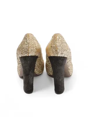 Escarpins bout rond noir et paillettes glitters doré Prix boutique 980€ Taille 37 — photo 5