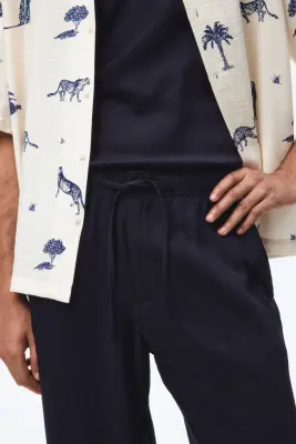 Pantalon Relaxed Fit - Bleu marine — photo 1