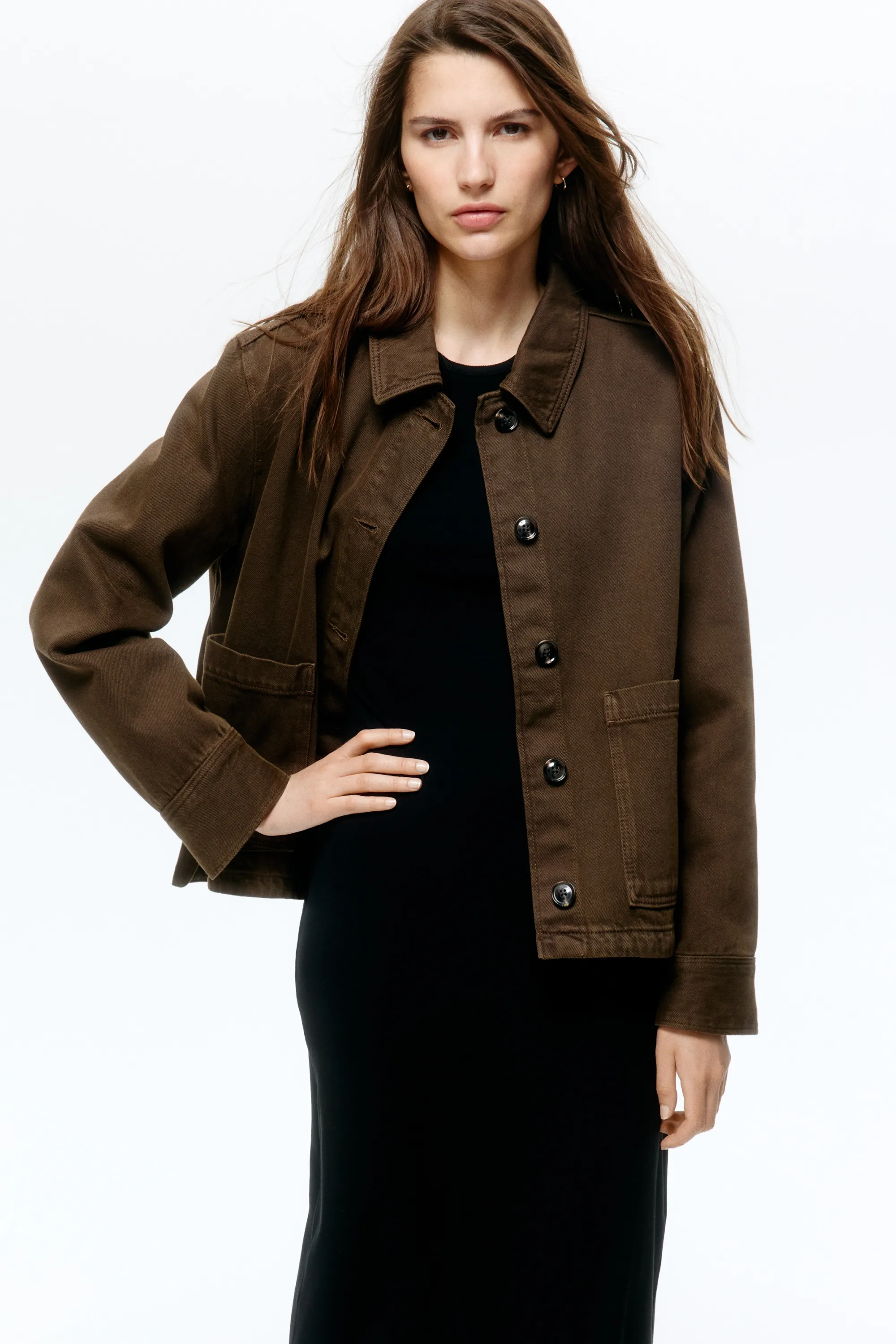 Veste en denim de coton - Vert kaki foncé