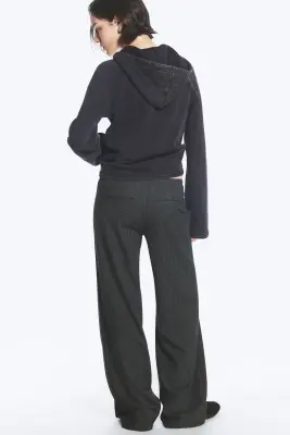 Pantalon de costume à enfiler taille basse - Noir rayé — photo 3