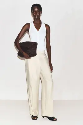 PANTALON DE TAILLEUR DROIT EN LIN MÉLANGÉ - ÉCRU — photo 4