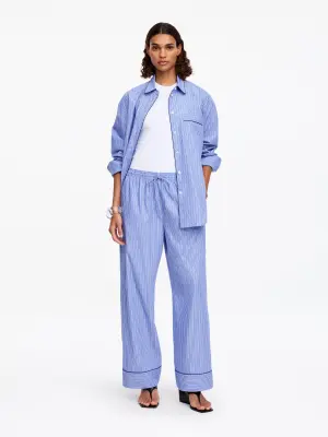Pantalon rayé en coton - Bleu/Rayé — photo 1