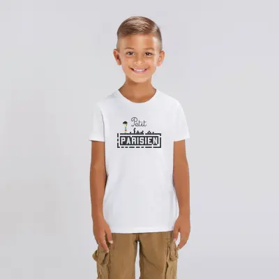 T-SHIRT IMPRIMÉ ENFANT COTON BIO - PETIT PARISIEN - BLANC — photo 3