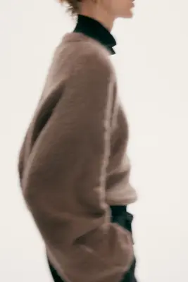 Pull oversize en mohair mélangé - Taupe foncé — photo 2