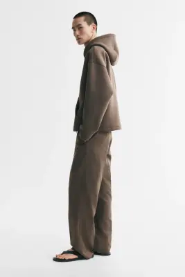 Veste à capuche zippée Oversized Fit en scuba - Taupe foncé — photo 4