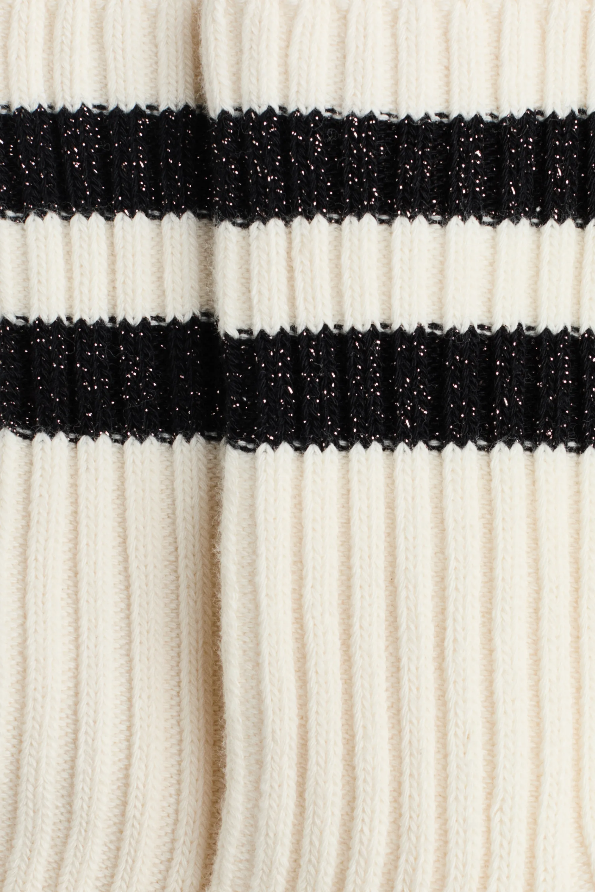 Chaussettes en maille côtelée - Blanc/rayé