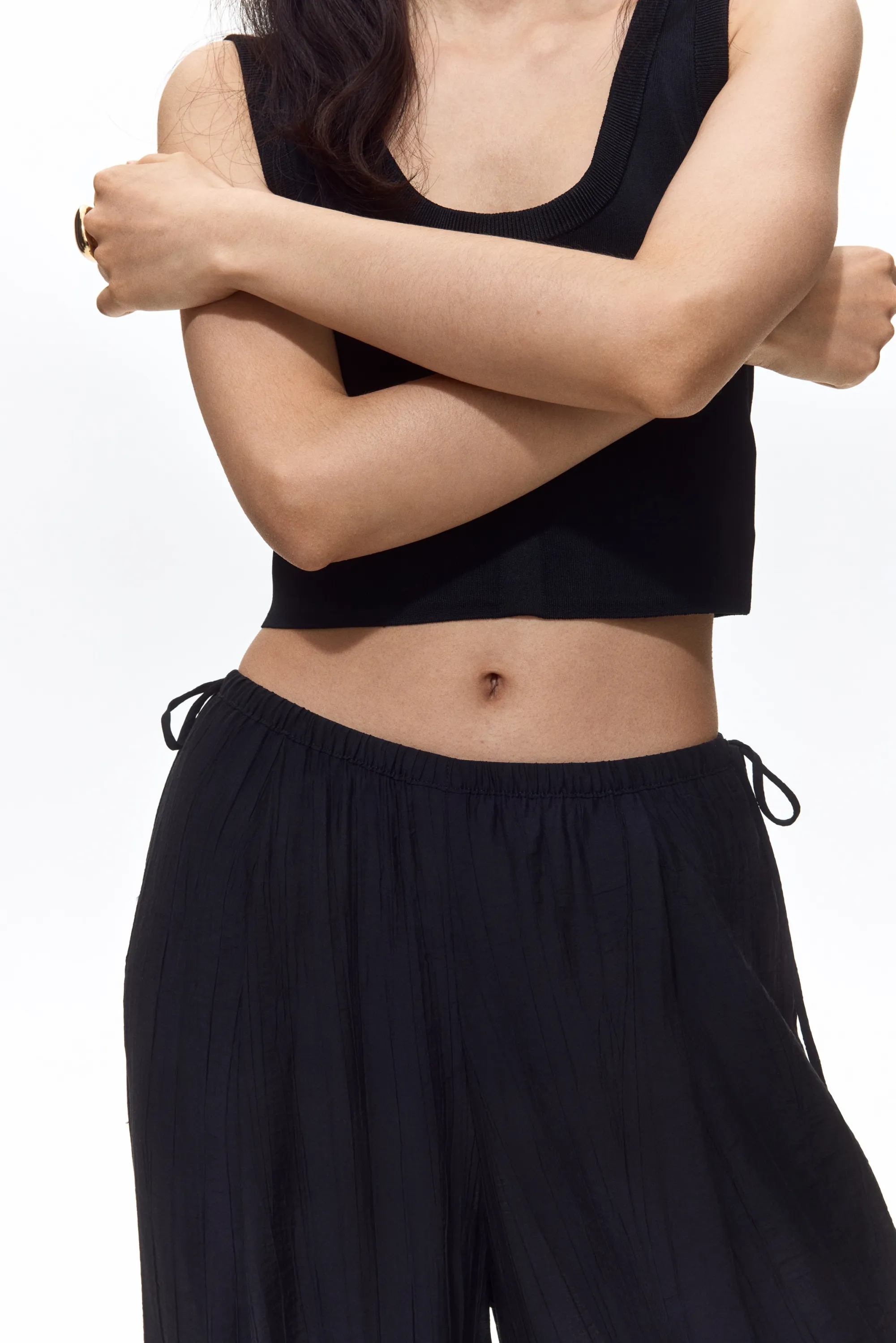 Pantalon à cordon avec jambes ballon - Noir