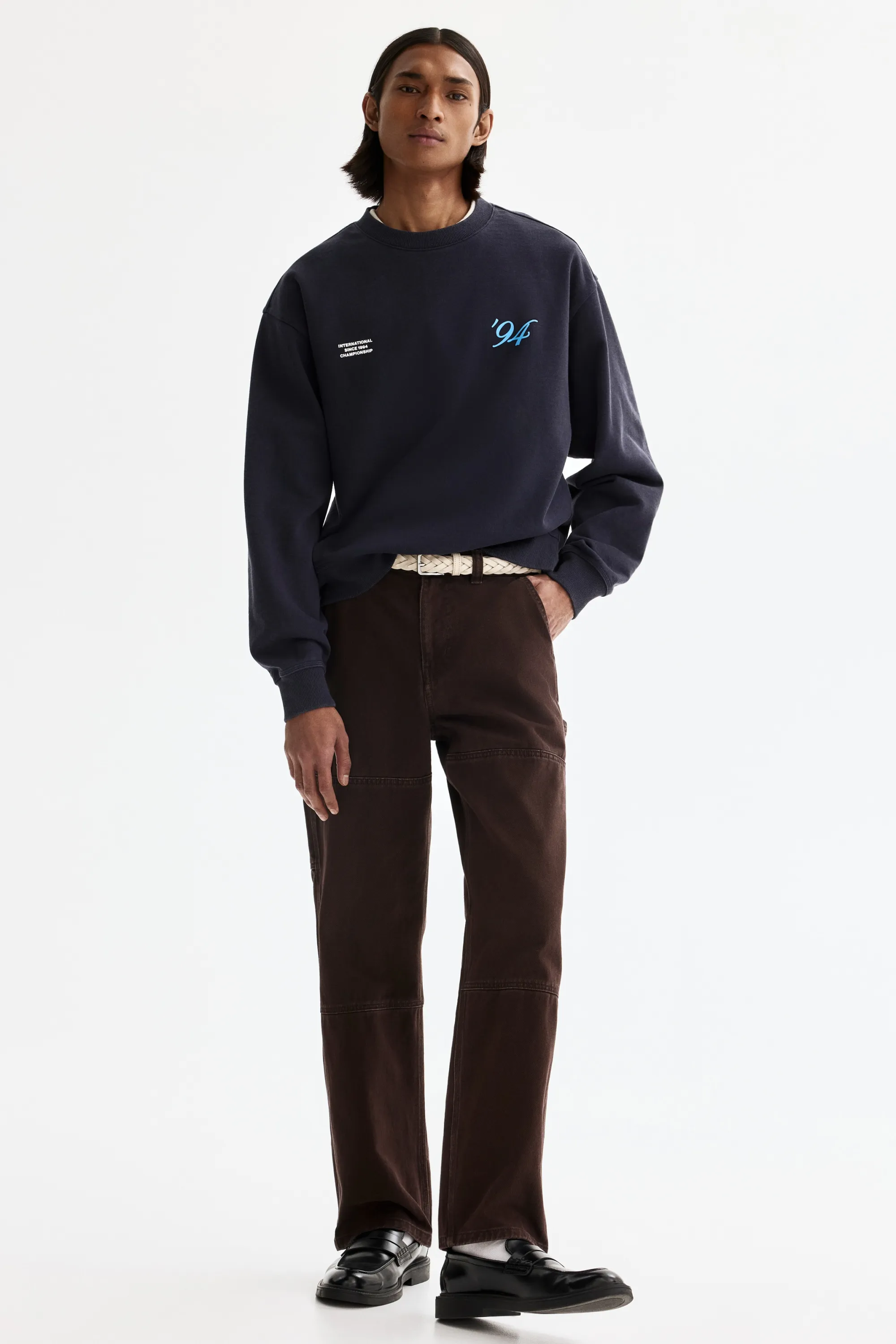 Sweat imprimé Loose Fit - Bleu foncé/INTL. 94