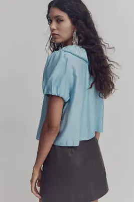 Blouse à nouer - Bleu clair — photo 3