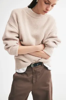 Pull oversize en laine - Beige clair — photo 2