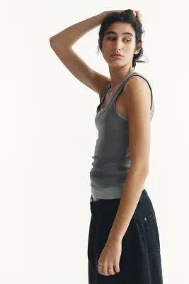 Débardeur côtelé - Gris chiné — photo 1