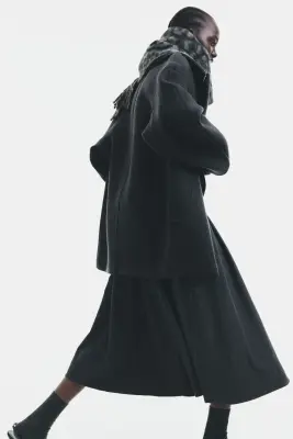 Jupe midi plissée - Gris foncé chiné — photo 3
