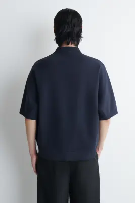 POLO EN JERSEY DE NÉOPRÈNE - BLEU MARINE — photo 2