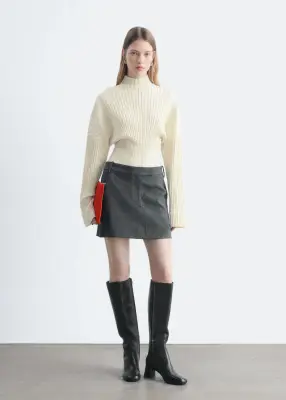 Bottes hauteur genou en cuir - Noir — photo 1