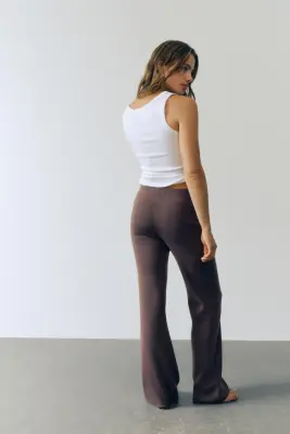 Pantalon en maille fine - Taupe foncé — photo 1