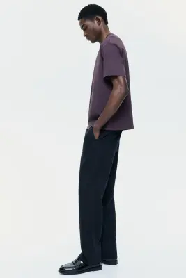 Pantalon Regular Fit en lin mélangé - Noir — photo 3