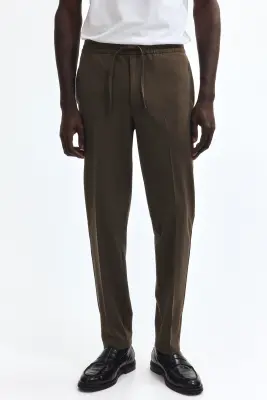 Pantalon jogger de costume Slim Fit - Marron — photo 1