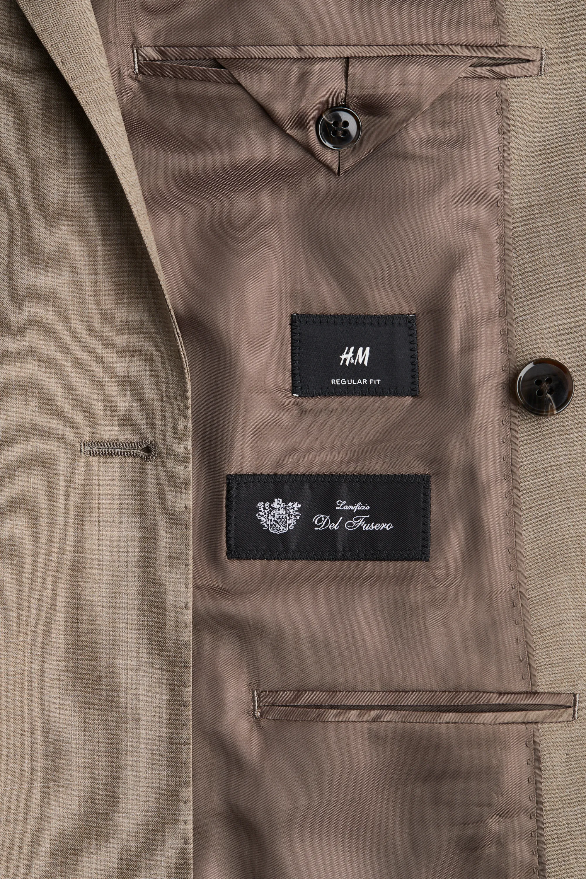 Veste croisée Regular Fit en laine mélangée - Beige foncé