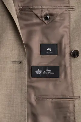 Veste croisée Regular Fit en laine mélangée - Beige foncé — photo 1