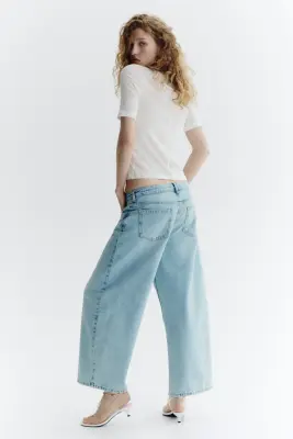 Wide Regular Waist Ankle Jeans - Bleu denim clair — photo 3