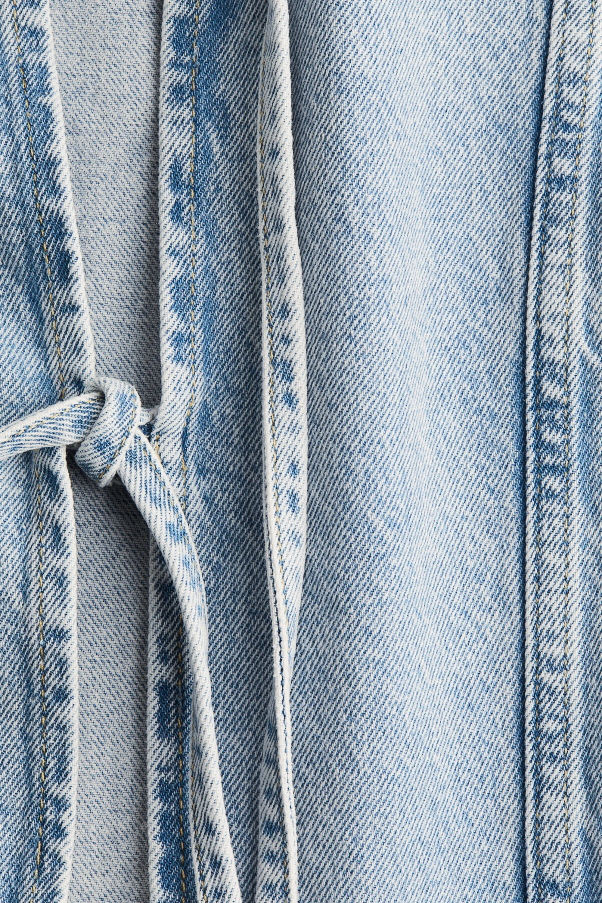 Gilet sans manches en denim avec liens à nouer - Bleu denim clair