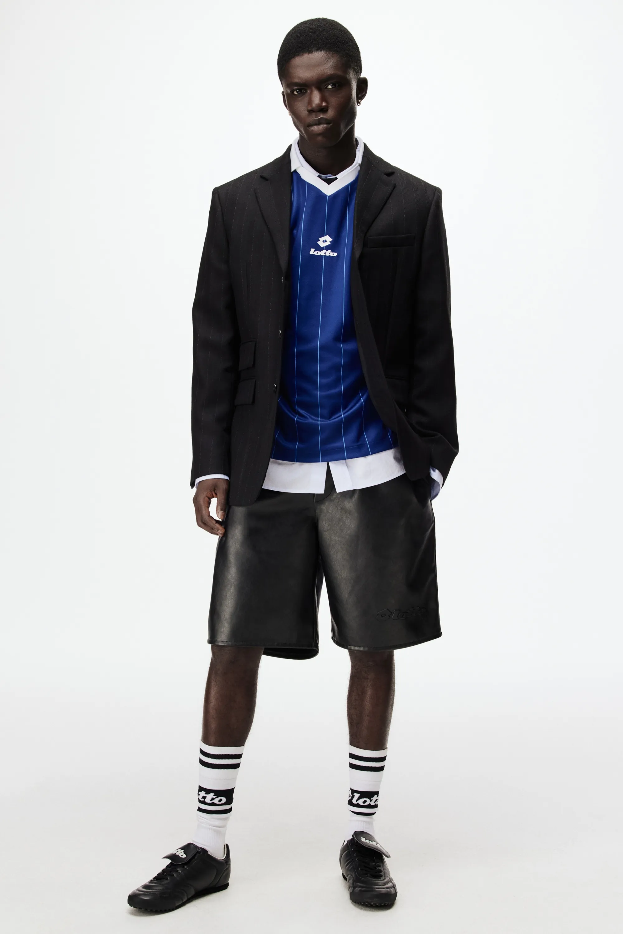Short Relaxed Fit en tissu enduit - Noir/Lotto