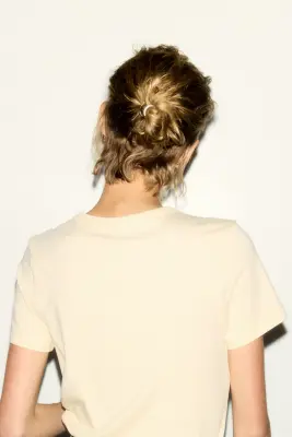 T-shirt imprimé en viscose mélangée - Jaune beurre/Tan Lines — photo 3