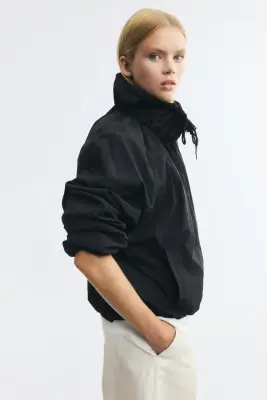 Veste à col entonnoir en nylon - Noir — photo 2