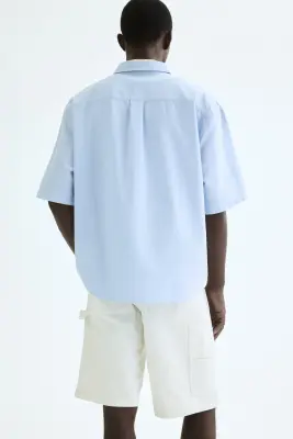 Chemise Oxford Relaxed Fit avec manches courtes - Bleu clair — photo 3