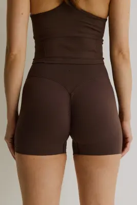 Short moulant scrunch Seamless DryMove™ - Moka chocolat — photo 3