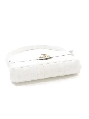 Petit sac porté épaule ou main en imitation cuir croco blanc — photo 5