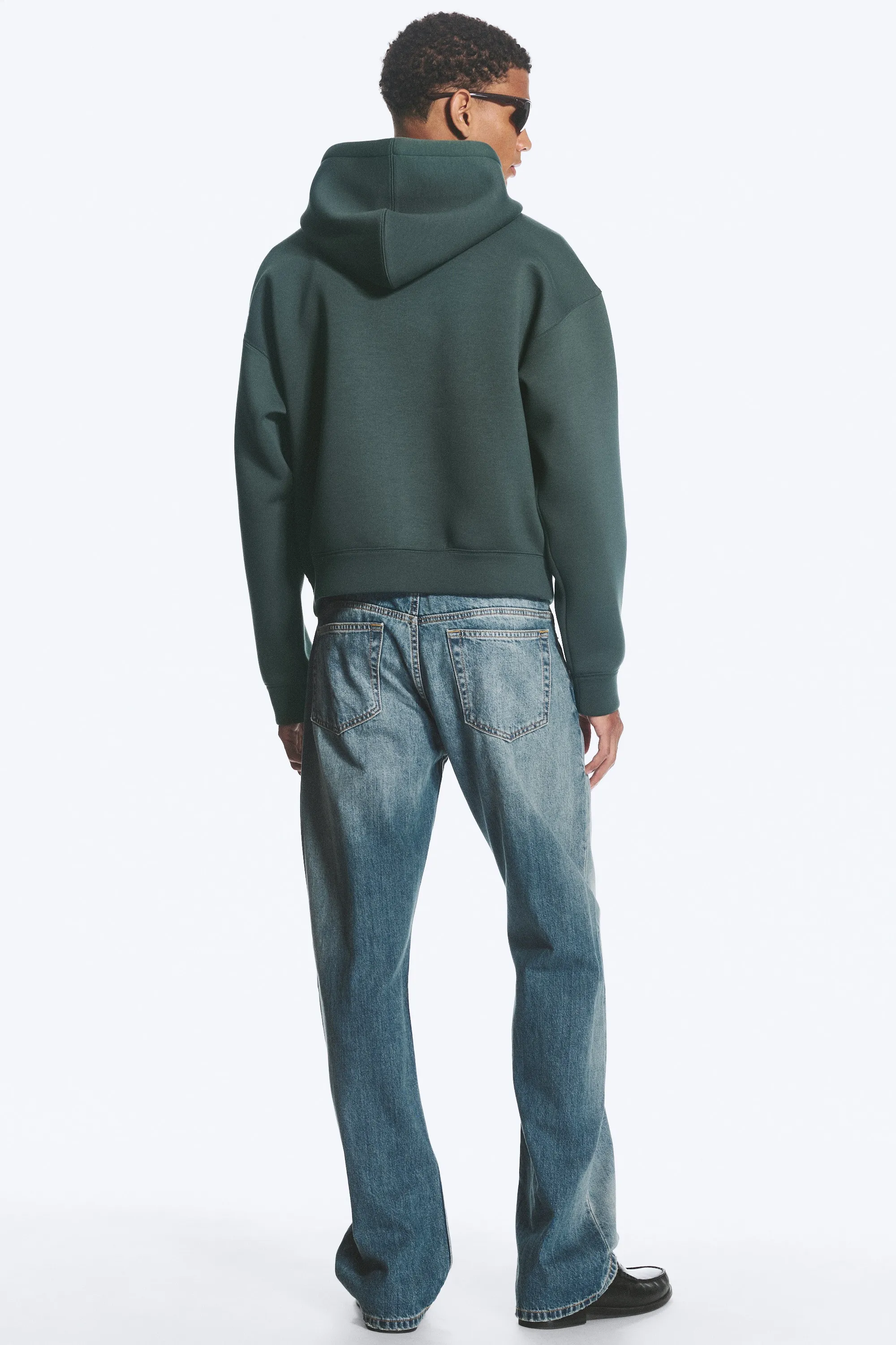 Sweat à capuche zippé en scuba Simon - Vert foncé