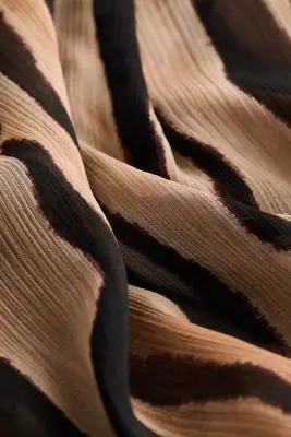 Robe en mousseline avec détails à nouer - Marron foncé/imprimé zèbre — photo 4