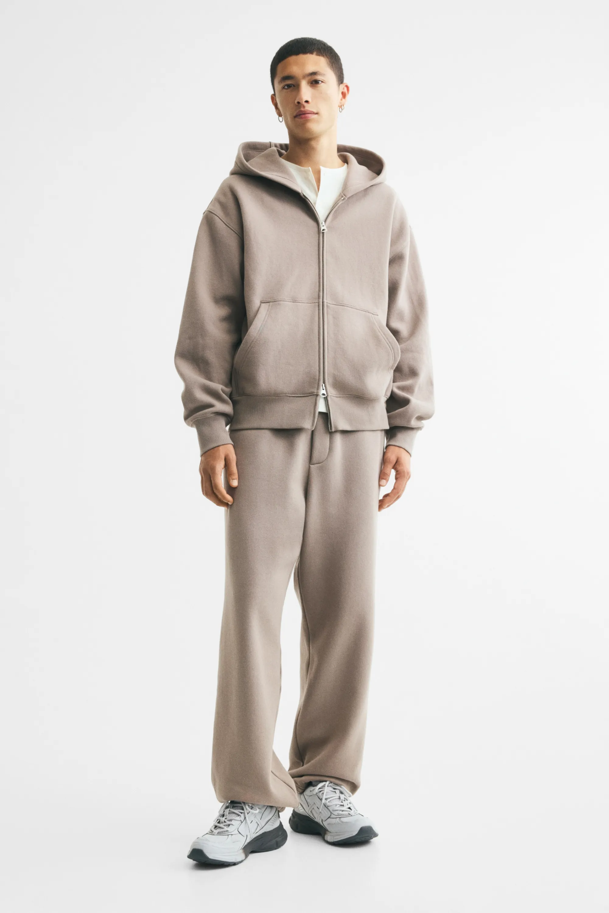 Veste à capuche zippée Relaxed Fit - Beige