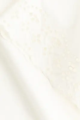 Chemise popover en coton avec broderie anglaise - Blanc — photo 3