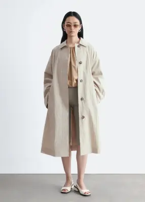 Veste trois-quarts ceinturée - Beige clair — photo 5
