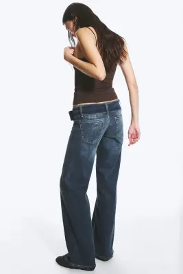 Jean évasé ample taille basse Willow - Tune Blue - Bleu foncé — photo 4