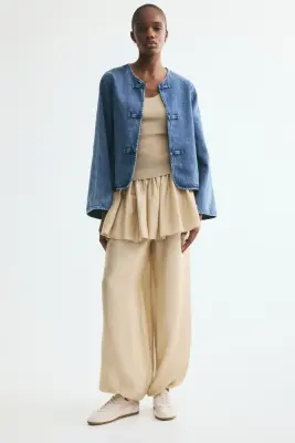 Veste en denim avec boutons noués - Bleu denim — photo 1