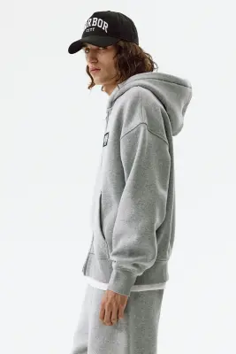 Veste à capuche zippée Oversized Fit - Gris chiné/Lane 72 — photo 4