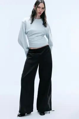 Pantalon bouffant cordon de serrage - Gris foncé — photo 2